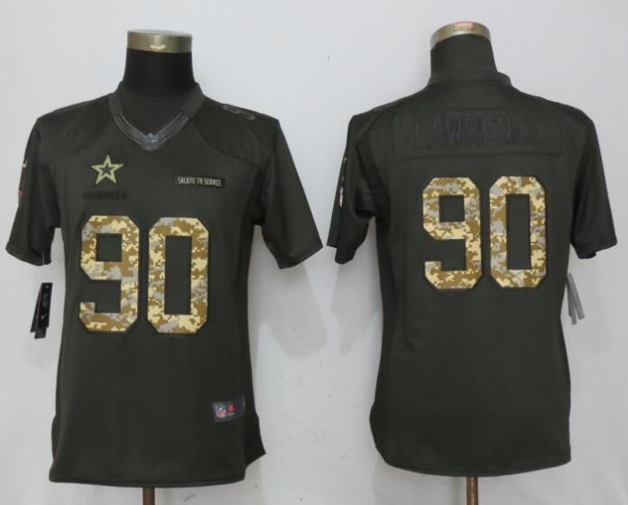 Women Dallas cowboys #90 Lawrence Green Nike Salute To Service Limited Jersey->women nfl jersey->Women Jersey